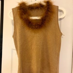 Vintage Knit Top- metallic gold